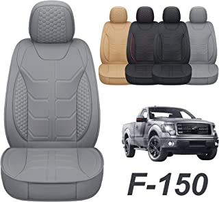 GXT Car Seat Cover Full Waterproof Leather, Pickup Truck Car Seat Cushion Fits Specific 2009 - 2022 Ford F-150 Models and 2017 - 2022 F250 F350 F450 Models (Grey)